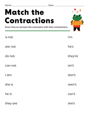 Match the Contractions | Interactive Worksheet 