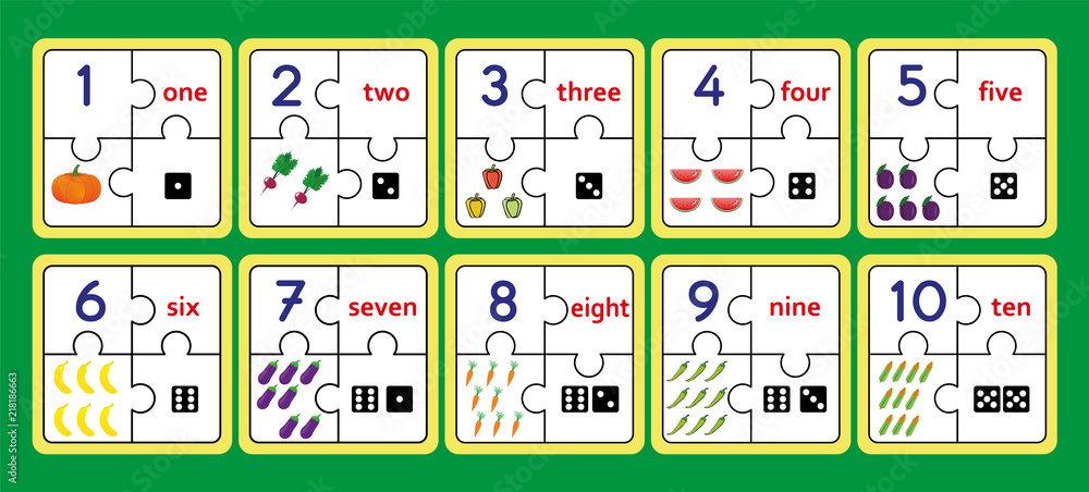Printable counting puzzles, number strip puzzle work tools puzzle ...