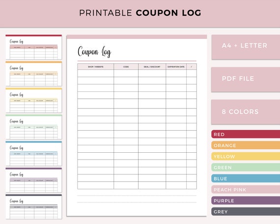 printable coupon organizer list