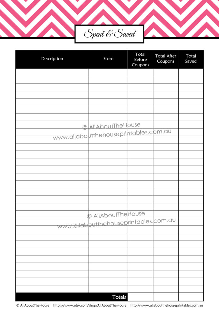 printable coupon organizer list