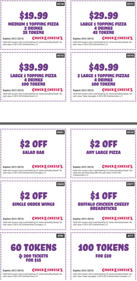 The Best Chuck E Cheese Coupons 2024 and Free Tokens &  Tickets