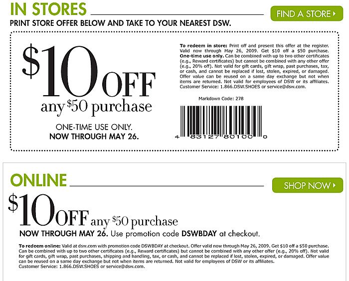 printable coupons dsw