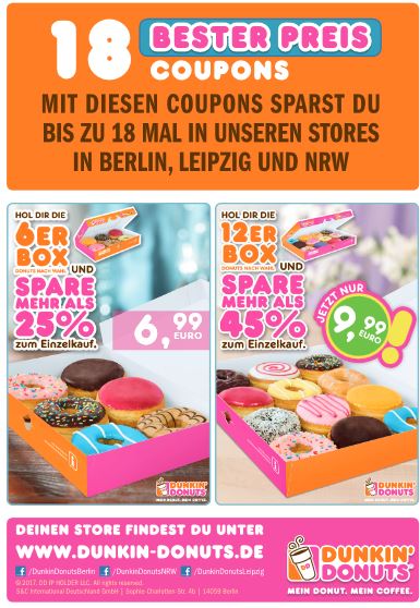 45% bei Dunkin Donuts - MyCoupz - Food and Deals in Berlin