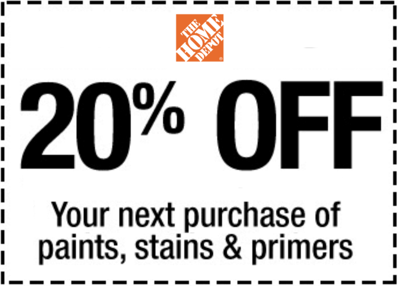ONE (1X) 20% OFF Paints, Stains, and Primers