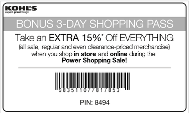 Kohls 15% off Printable Shopping Coupon Good Jan. 21 - Jan. 23 ...