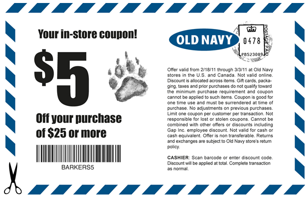 Old Navy: $5 off $25 Purchase Printable Coupon (Updated ...