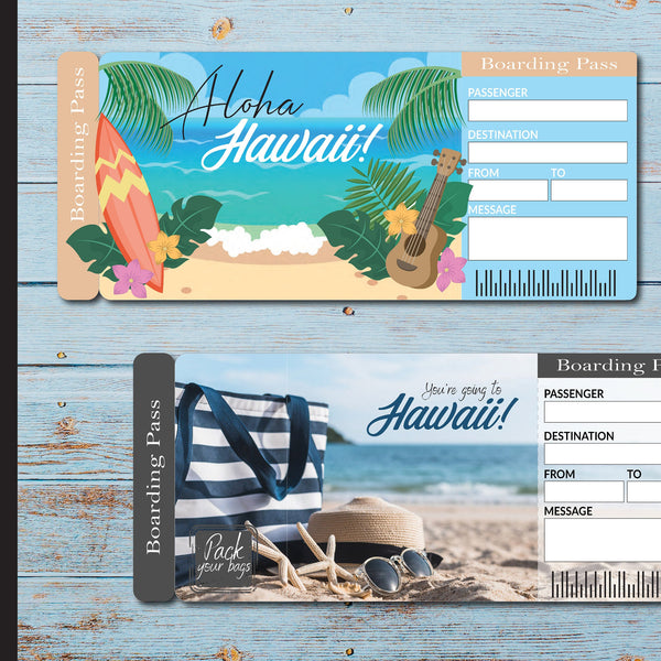 Printable Hawaii Surprise Trip Gift Ticket