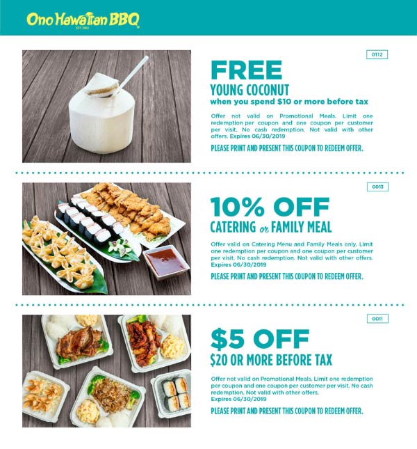 Ono Hawaiian BBQ August 2024 Coupons and Promo Codes ?