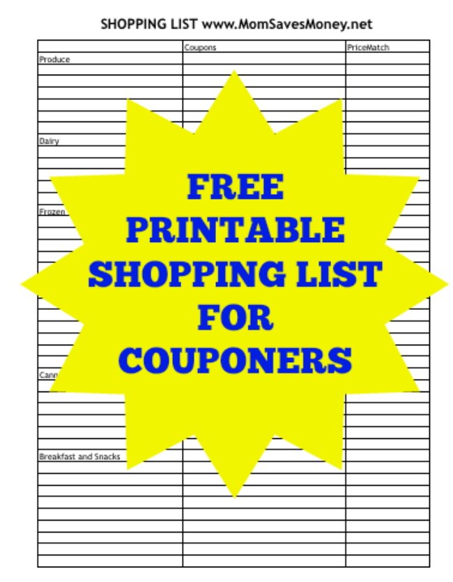 Free Printable Shopping List for Couponers &  Ad Matchers! - Mom ...