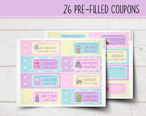 Birthday Girl Coupon Book | Reward Coupons for Kids | Birthday Gift Coupons  | Printable | Instant Download