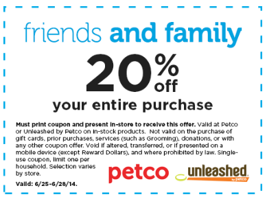 Petco - Save 20% off your entire purchase