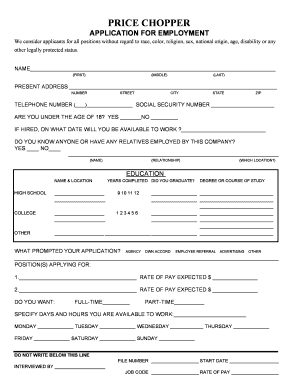 Price Chopper Application Pdf - Fill and Sign Printable Template ...