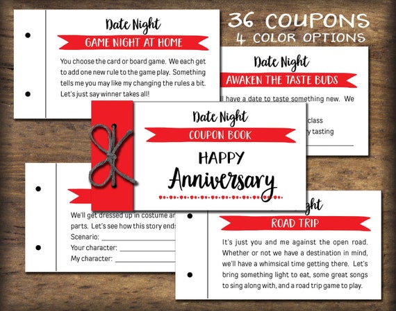 Anniversary Date Night Coupon Book. Instant Download Printable ...