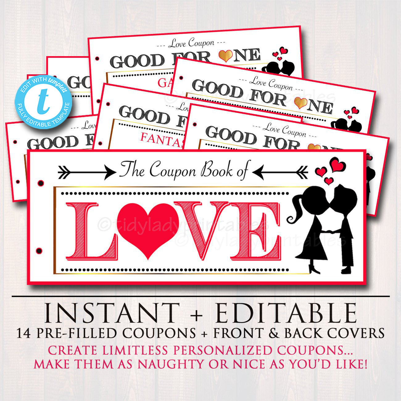 Love Coupon Book, Printable Love Coupons, Romantic Gift for Him ...