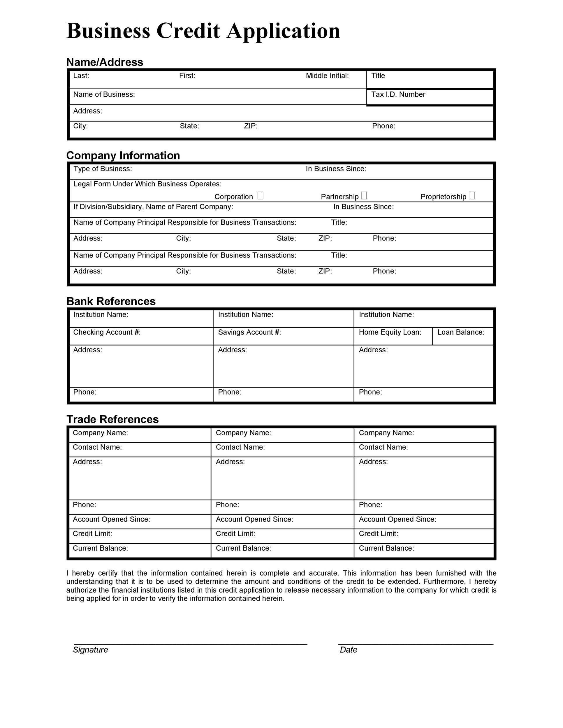 40 Free Credit Application Form Templates &  Samples