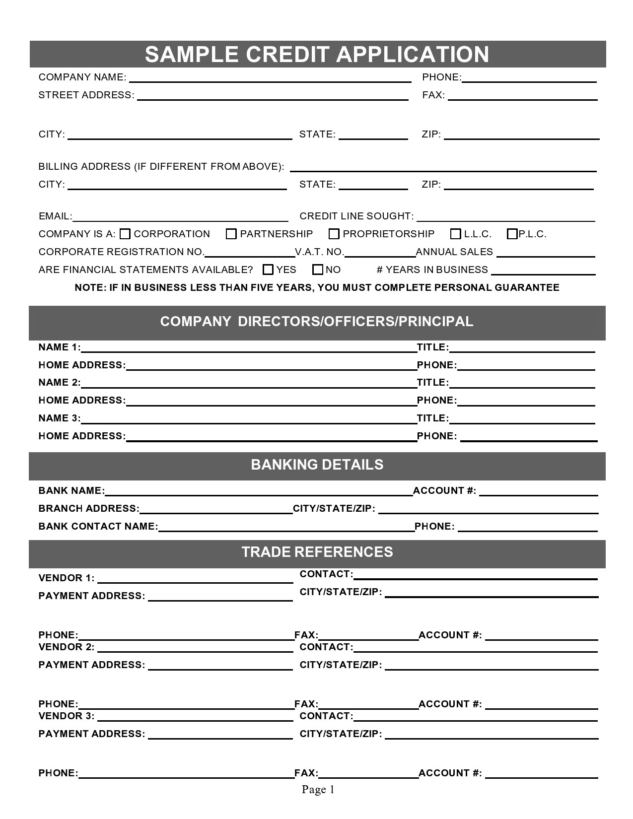 printable credit applications
