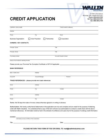 Business Credit Application Form | Template Business