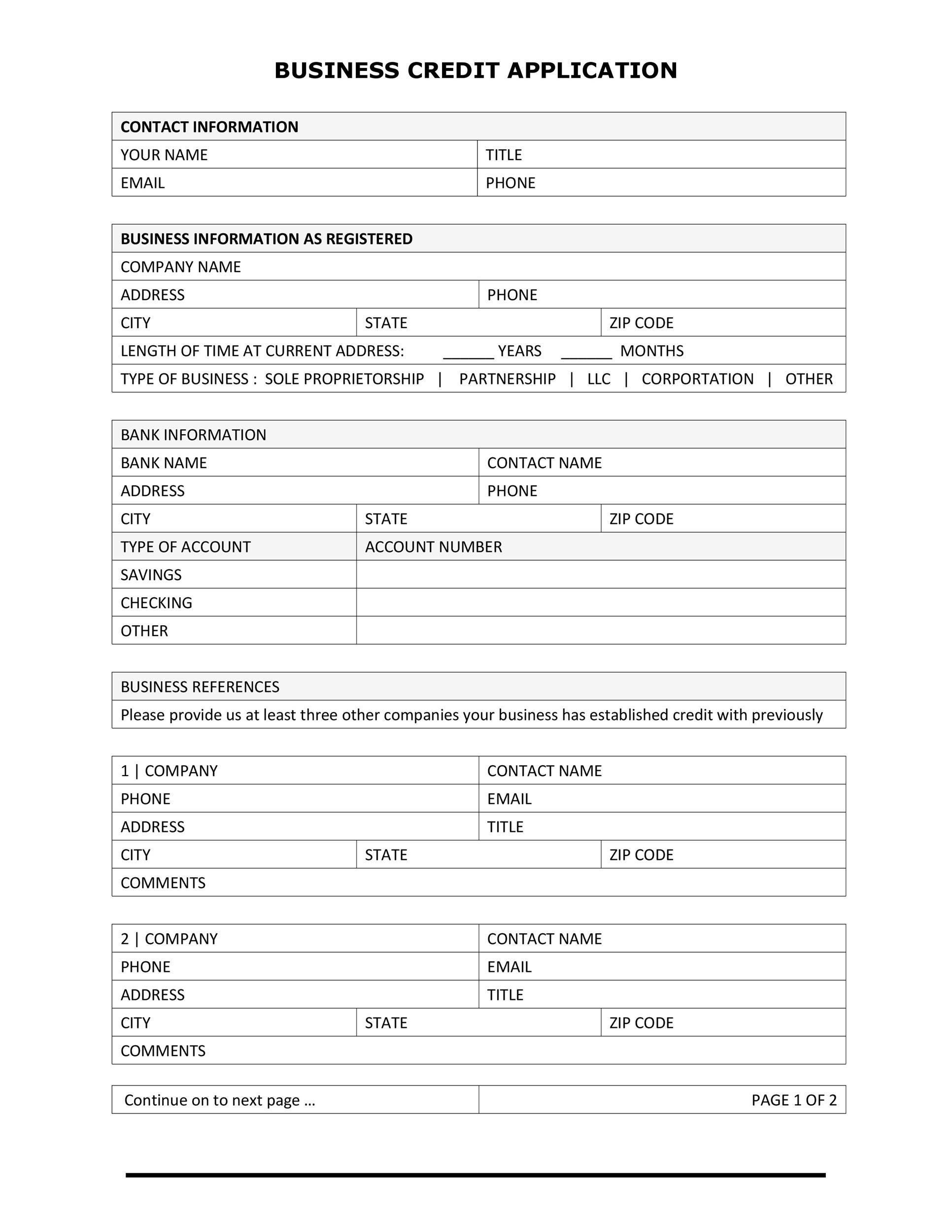 40 Free Credit Application Form Templates &  Samples