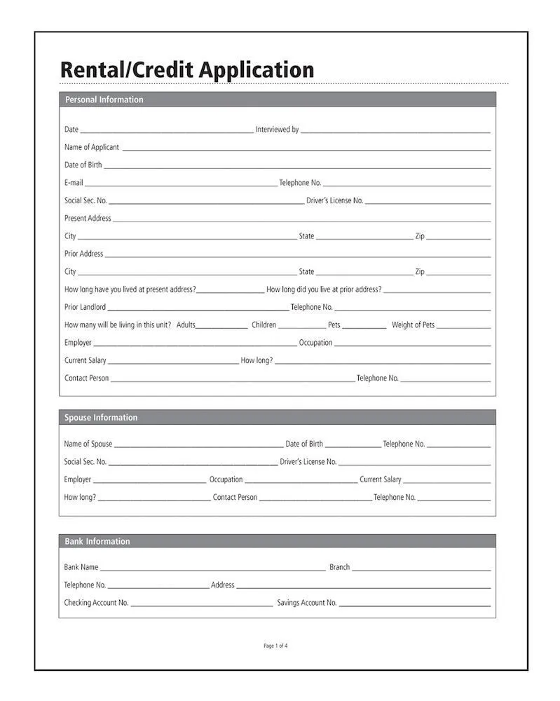 printable credit applications