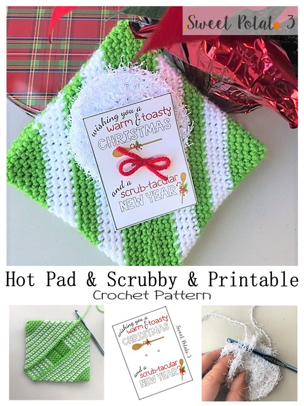 Hot Pad &  Scrubby Crochet Tutorial with Printable - Sweet Potato 3