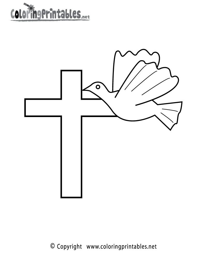 Dove Cross Coloring Page - A Free Religion Coloring Printable