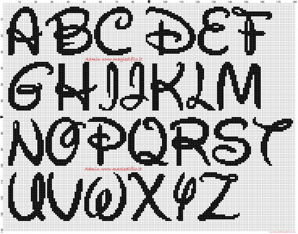 Free Disney Cross stitch Font Chart - Needle Work