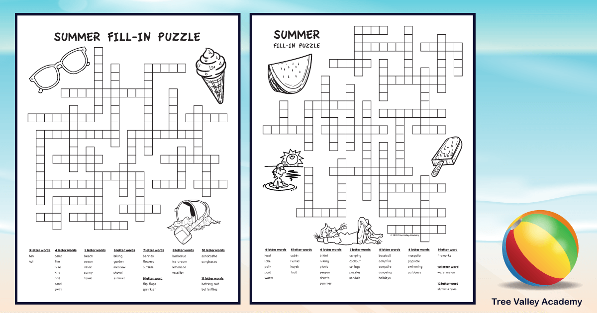 fun-summer-fill-in-puzzles-for-kids-tree-valley-academy-worksheets-library for Free Word Fill In Puzzles Printable Fun Summer Fill-In Puzzles for Kids - Tree Valley Academy - Worksheets Library for Free Word Fill In Puzzles Printable