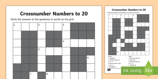 printable crossword number puzzles