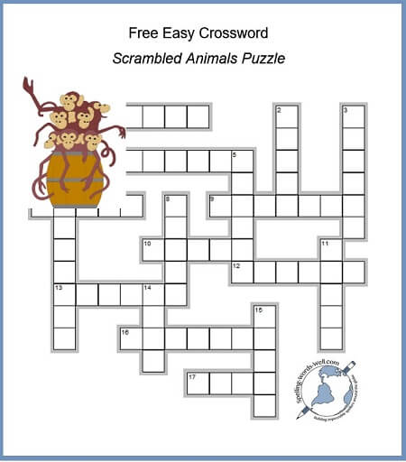 printable crossword puzzles about animals