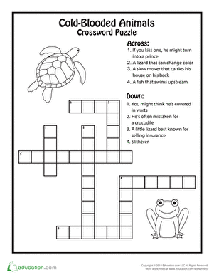 printable crossword puzzles about animals