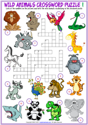 Animals ESL Printable Crossword Puzzle Worksheets