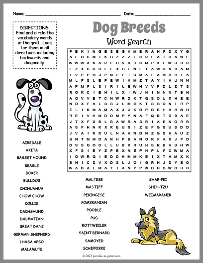 Dog Word Search