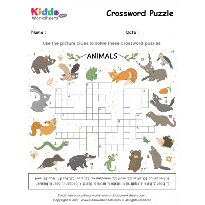 Free Printable Crossword Puzzle Worksheets - kiddoworksheets