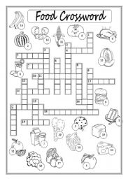 Food Crossword Puzzle - ESL worksheet by xyz5