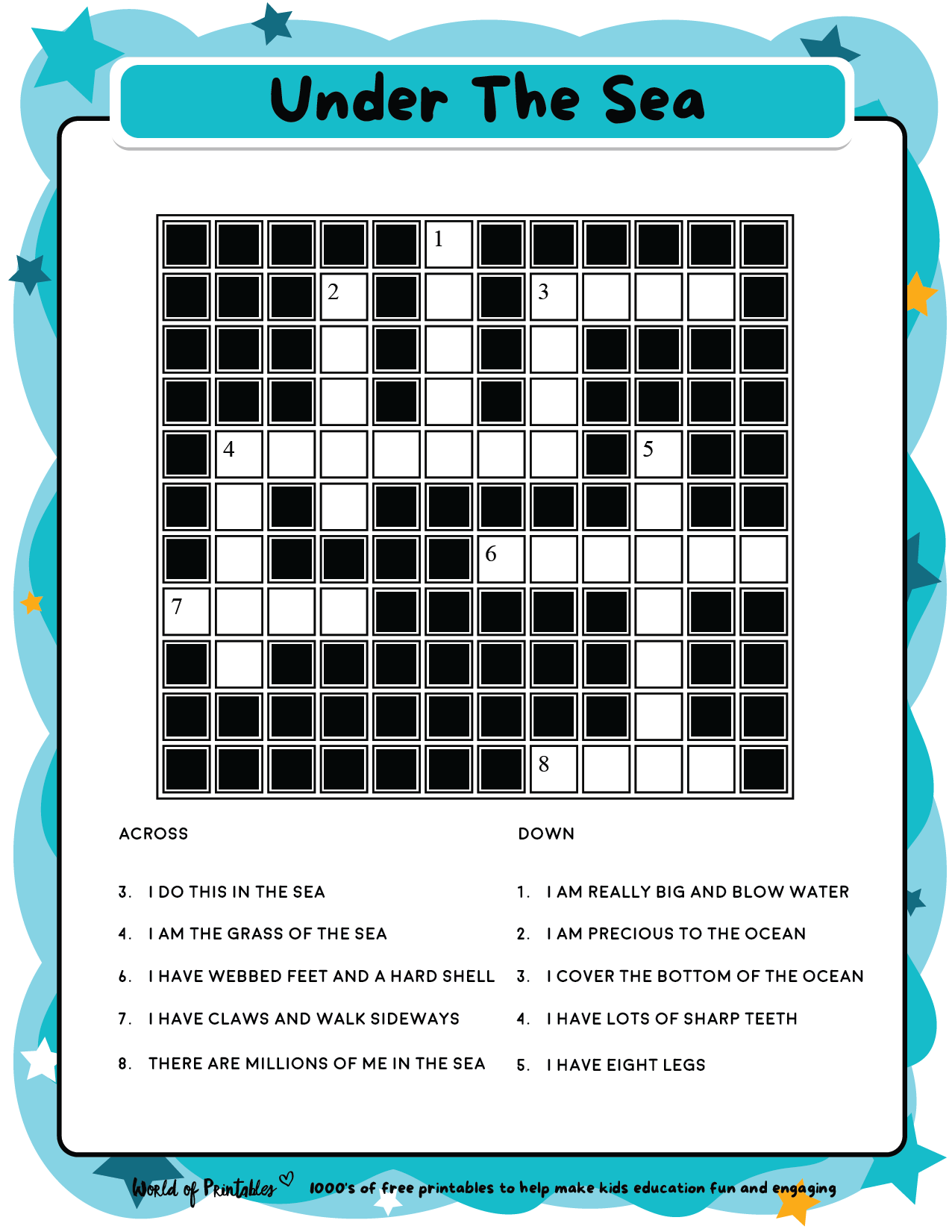 printable crossword puzzles for 5 year olds
