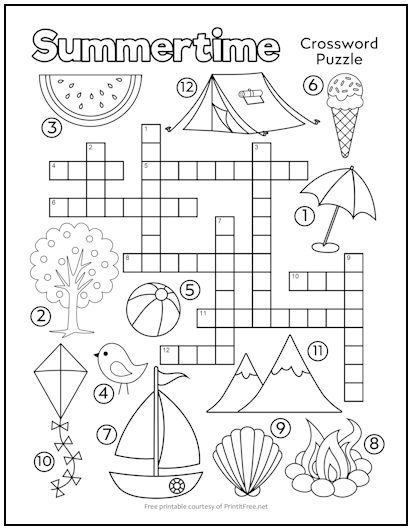 printable crossword puzzles for kids