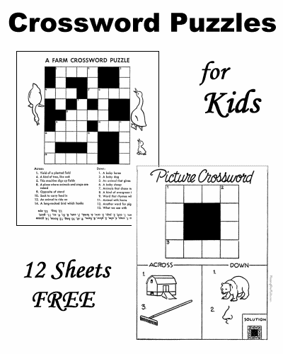 printable crossword puzzles for kids