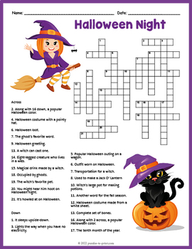 printable crossword puzzles halloween