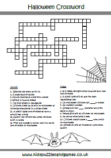 Halloween Crossword Puzzle Word Search - WordMint
