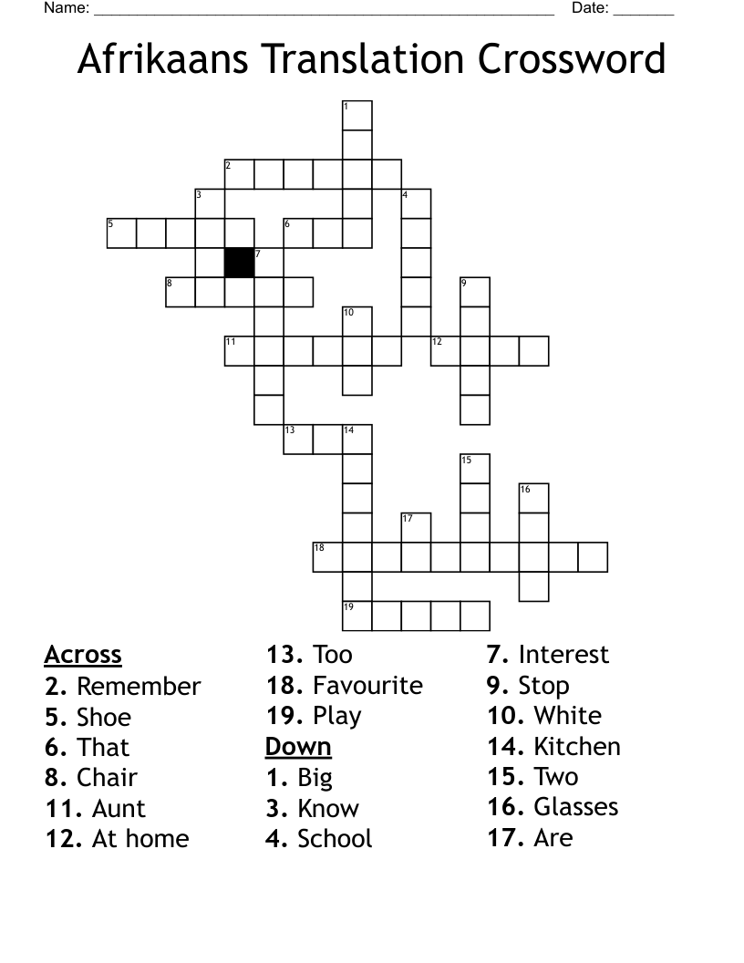 printable crossword puzzles in afrikaans