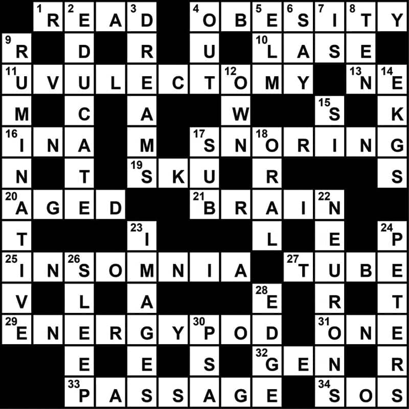 Crossword Puzzle: Sleep Medicine-Themed Clues (May 2018) | Sleep ...