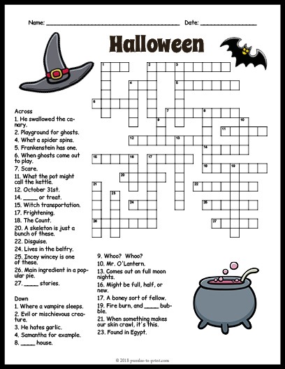 printable crossword puzzles may 2018