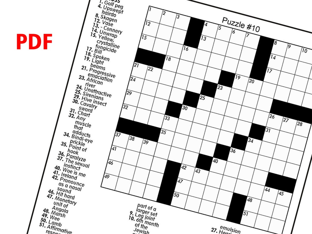 Digital Download 100 Printable, Crossword Puzzles for Adults, Fun ...