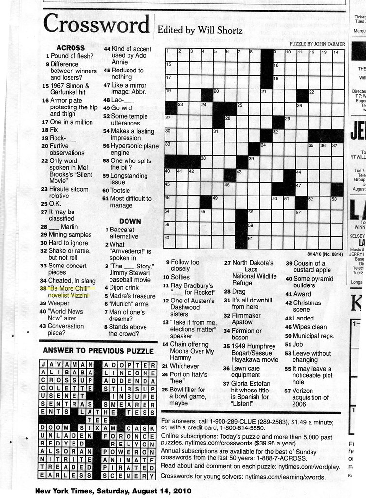 printable crossword puzzles new york times