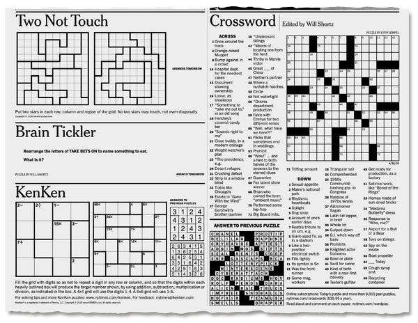 printable crossword puzzles new york times