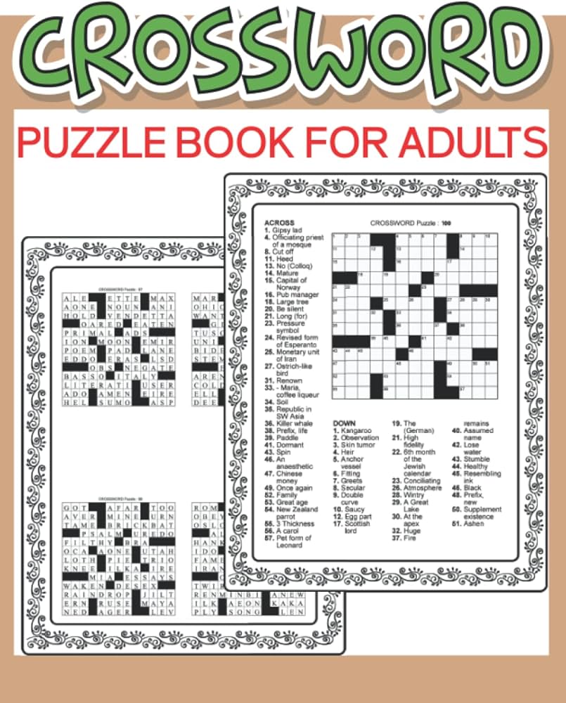 Crossword Puzzle Book for Adults: 100 Large Print Hard Crossword Crossword Puzzle Book for Adults: 100 Large Print Hard Crossword