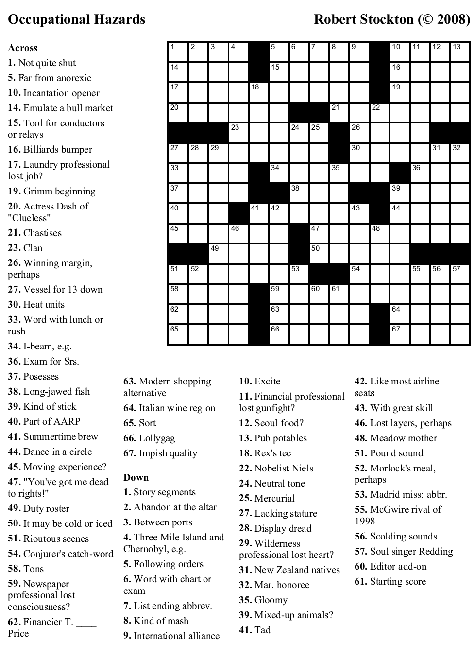 printable crossword puzzles nz