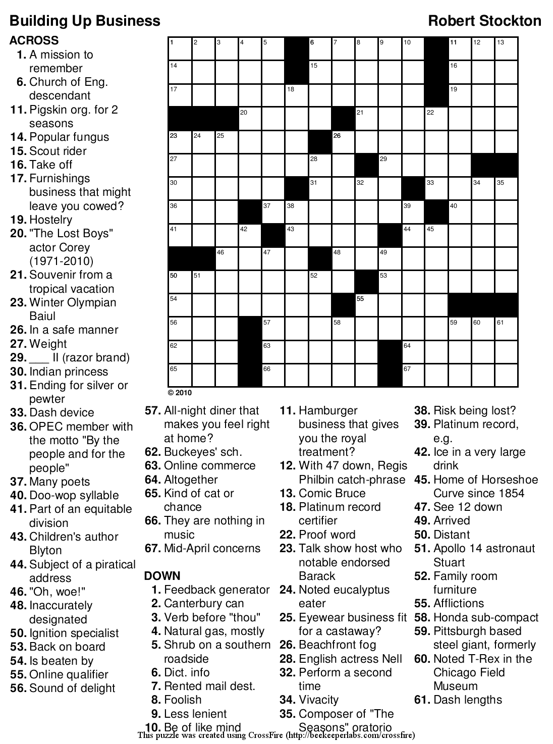 Beekeeper Crosswords -- New Puzzles every Wednesday