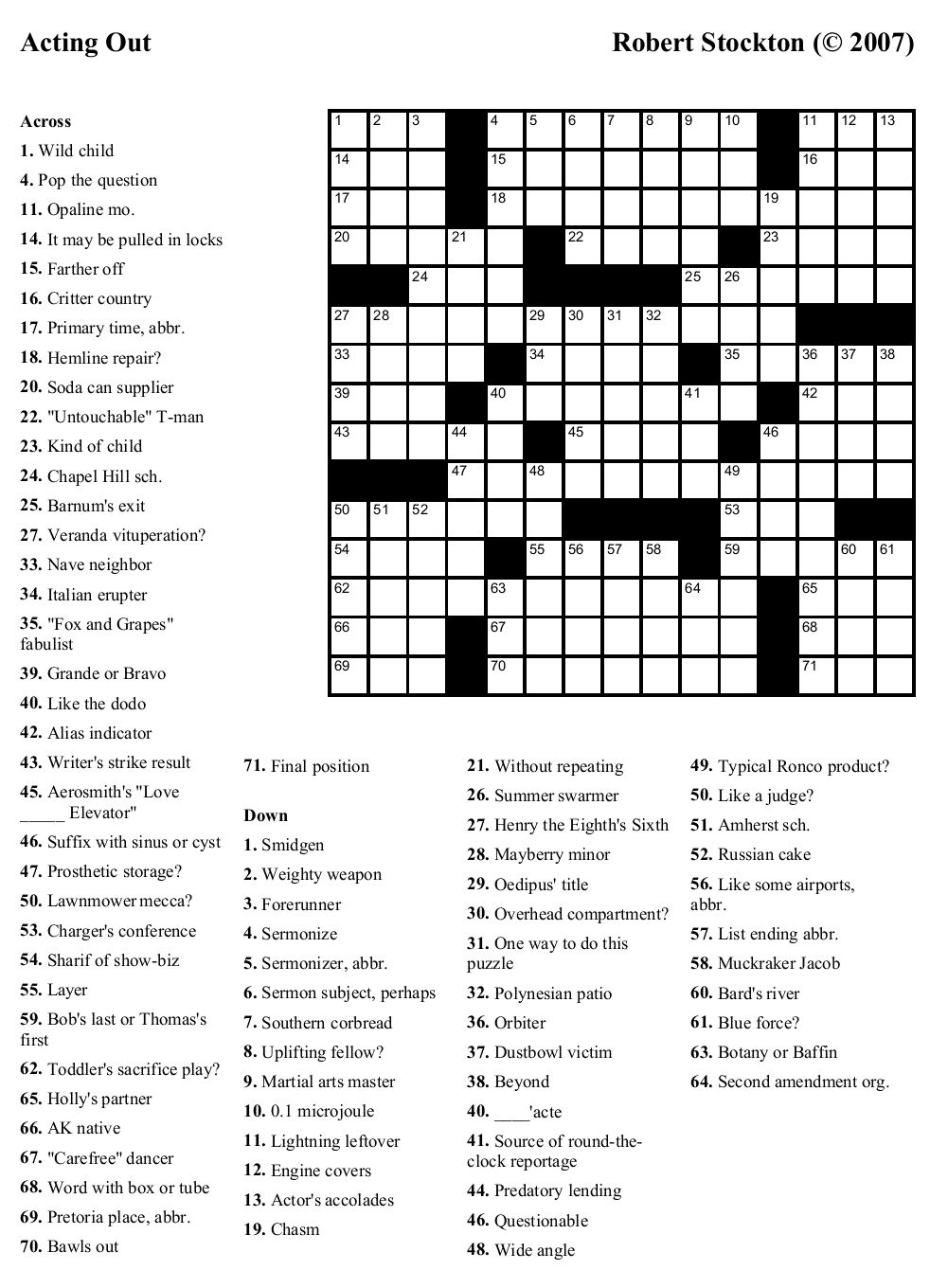 printable crossword puzzles south africa