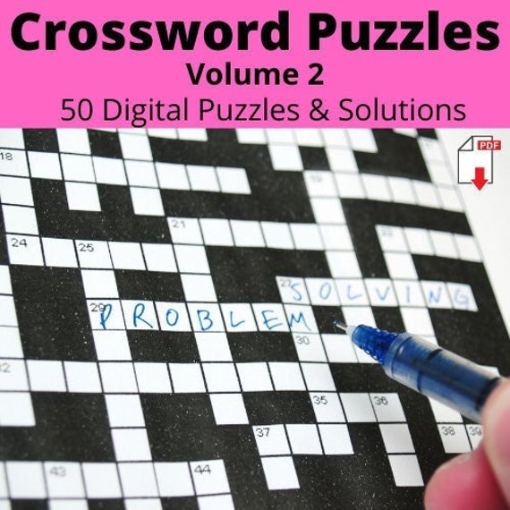 50 Printable Crossword Puzzles Volume 2, Back to School, Word Scramble,  Word Game, Brain Games Classroom Activity, PDF Download W/ Solutions